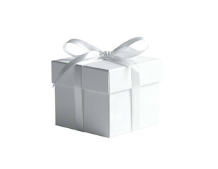 Obraz premium Elegant white cube box with satin ribbon, on black