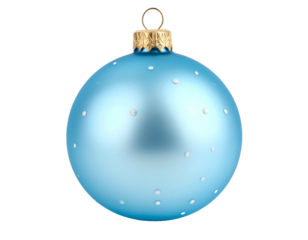 Pale blue, frosted sphere ornament with scattered white dots