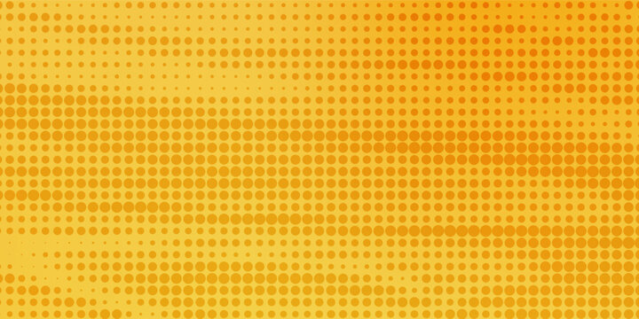 Yellow orange halftone pattern. Retro comic gradient background. Square pixilated dot cartoon texture.EPS10