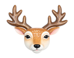 Whimsical deer head wall decor with large antlers