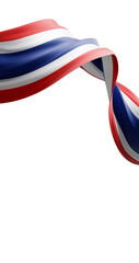 Thailand flag flying isolated on white background with copy space 3D render