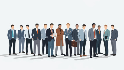 Diverse group of businessmen standing together in professional attire.