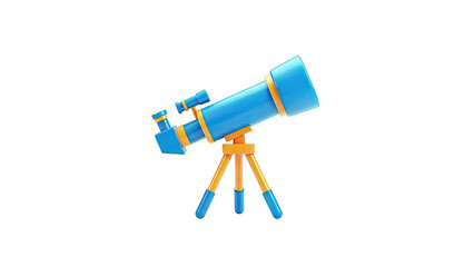 3D Rendered Blue and Orange Telescope on Tripod