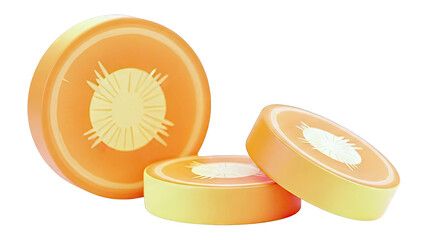3D Rendered Orange Slices with Sunburst Pattern