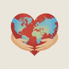 Hands cradling a heart shaped Earth symbolizing global care