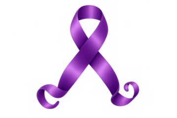 Purple support ribbon representing various health conditions and awareness campaigns, created on a transparent background