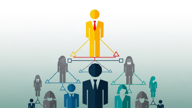 Business hierarchy chart with people icons and organizational structure - Powered by Adobe