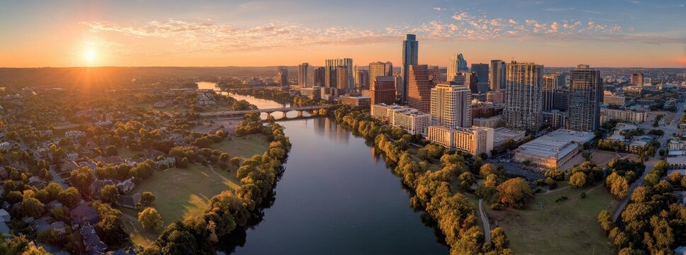 Panoramic city view at sunrise (2)