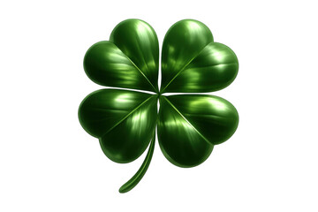 Fototapeta premium Four leaf clover showing luck and good fortune, a symbol for st. Patrick's day with a metallic green finish