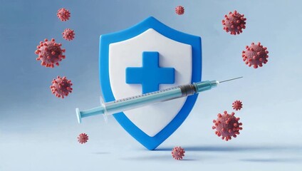 Vaccine protection shield with virus particles