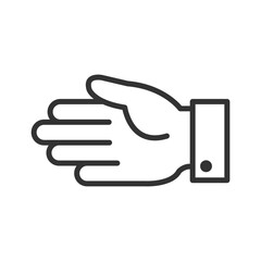 Outline palm shake hand icon isolated flat style design.