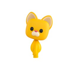 Cute 3D render Little Cat character standing sideways with arms resting naturally by the body, head turned to look at the camera, calm and neutral pose, isolated on white background.