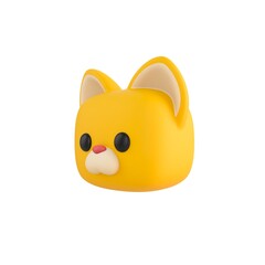 Cute 3D render Little Cat head, turned to the side at a 45-degree angle, clean and simple profile view, isolated on white background.