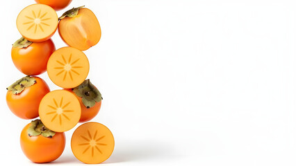 Fresh Persimmon Isolated With Copy Space