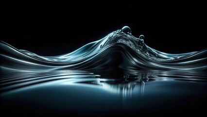 Abstract Dark Blue Water Wave Landscape  Serene, Reflective Surface with Gentle Undulations and Peaks