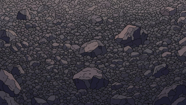 Stylized barren rocky ground texture featuring diverse pebbles and stones in muted tones