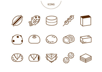 和菓子　アイコン ピクトグラム　ベクター イラスト　セット