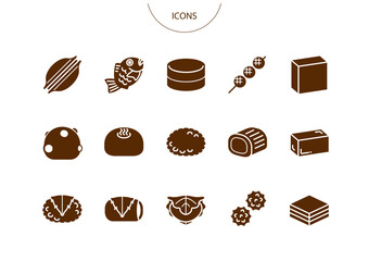 和菓子　アイコン ピクトグラム　ベクター イラスト　セット