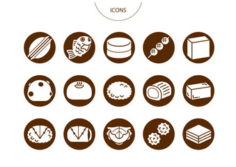 和菓子　アイコン ピクトグラム　ベクター イラスト　セット