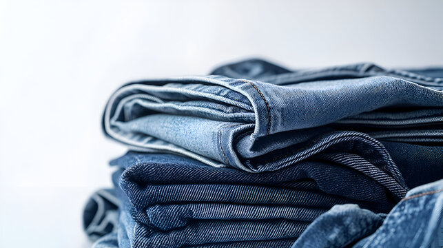stack of blue jeans