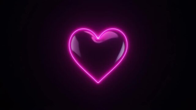 Glowing pink heart neon sign on dark background for Valentine's Day or love-themed designs