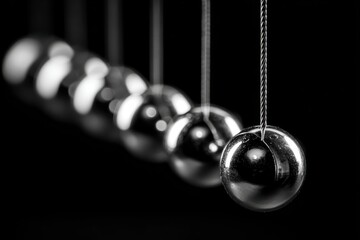 Close-up of a Newton's cradle