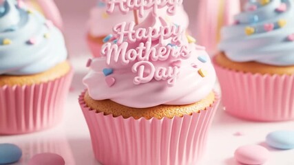 Sweet Mothers Day Cupcakes Decorated with Festive Frosting and Sprinkles.