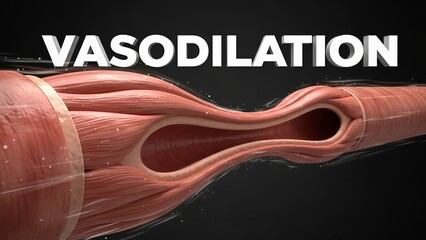 A medical illustration of vasodilation in a blood vessel