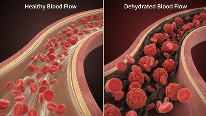 Comparison of healthy and dehydrated blood flow