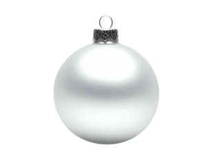 A single, matte silver sphere ornament with a metallic cap