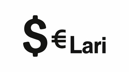 Dollar Euro and Georgian Lari Currency Symbols.