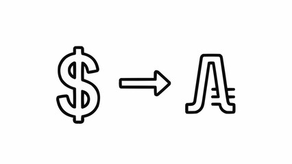 Dollar currency symbol transforming into Australian dollar symbol.