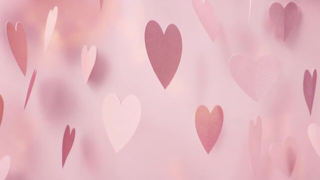 Pink hearts background for Valentine's Day with love symbols