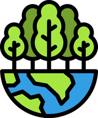 Stylized Earth with Green Trees.