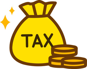 Yellow Money Bag with Coins Tax.