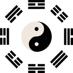 Yin Yang Symbol with Trigrams.
