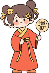 Young Girl in Traditional Japanese Kimono.