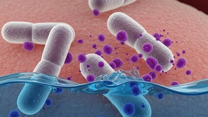 A microscopic view of bacteria in water
