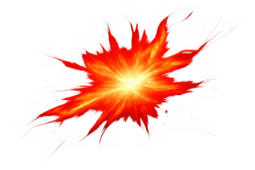 Explosive fire burst creating powerful heat flash and energy effect on transparent background