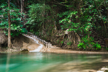 beautiful Sai Yok Noi Waterfall in National Park near Death Railway at Kanchanaburi, Thailand