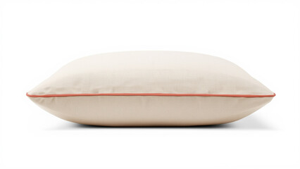 Soft Cream Colored Pillow with Thin Red Trim