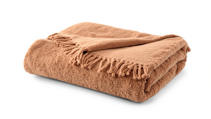 Folded Brown Sherpa Blanket with Fringe