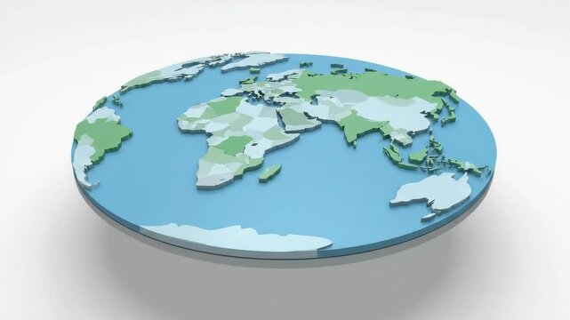 Flat earth map depicts a flat planet, suitable for digital design, conspiracy theory concept, educational purposes, and controversial topics.