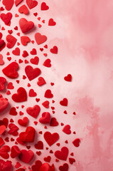 かわいさと上品さを両立した赤いハートの縦背景バナー. 生成AI