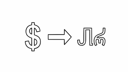 Dollar symbol to Georgian Lari symbol currency exchange.