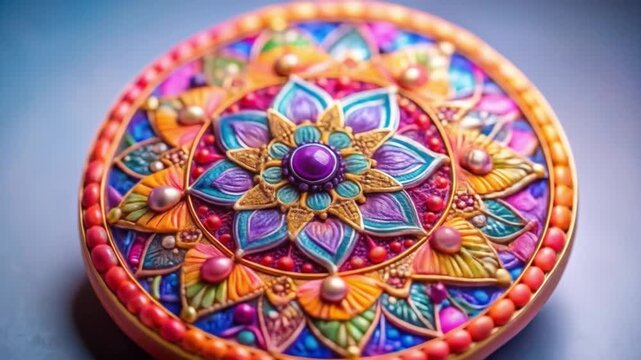 Colorful mandala design with intricate details for decoration or art
