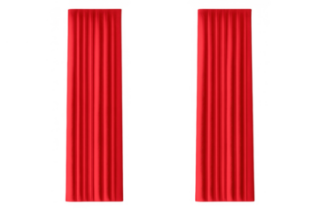 Red curtains opening stage for performance or show, showing theatre drapes background transparent
