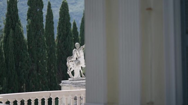 Sculptures at the Achilleion palace at Corfu island in Greece