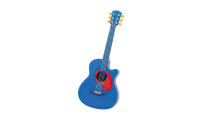 Blue Acoustic Guitar with Red Accent