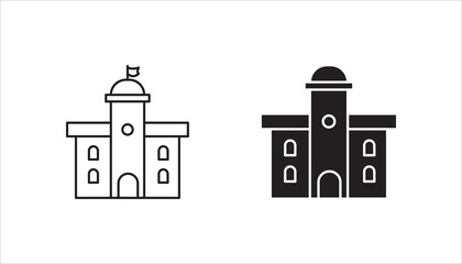 City hall building line icon set, outline vector sign, linear style pictogram, vector illustration on white background.
